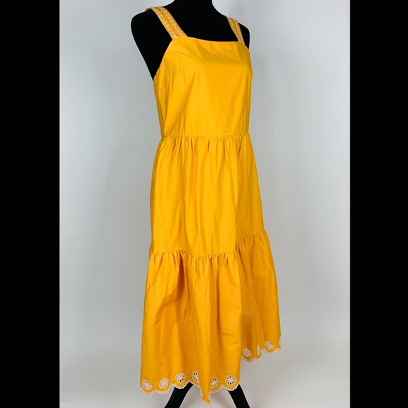 J.CREW Embroidered Scalloped Tiered Dress 4 - Picture 4 of 9